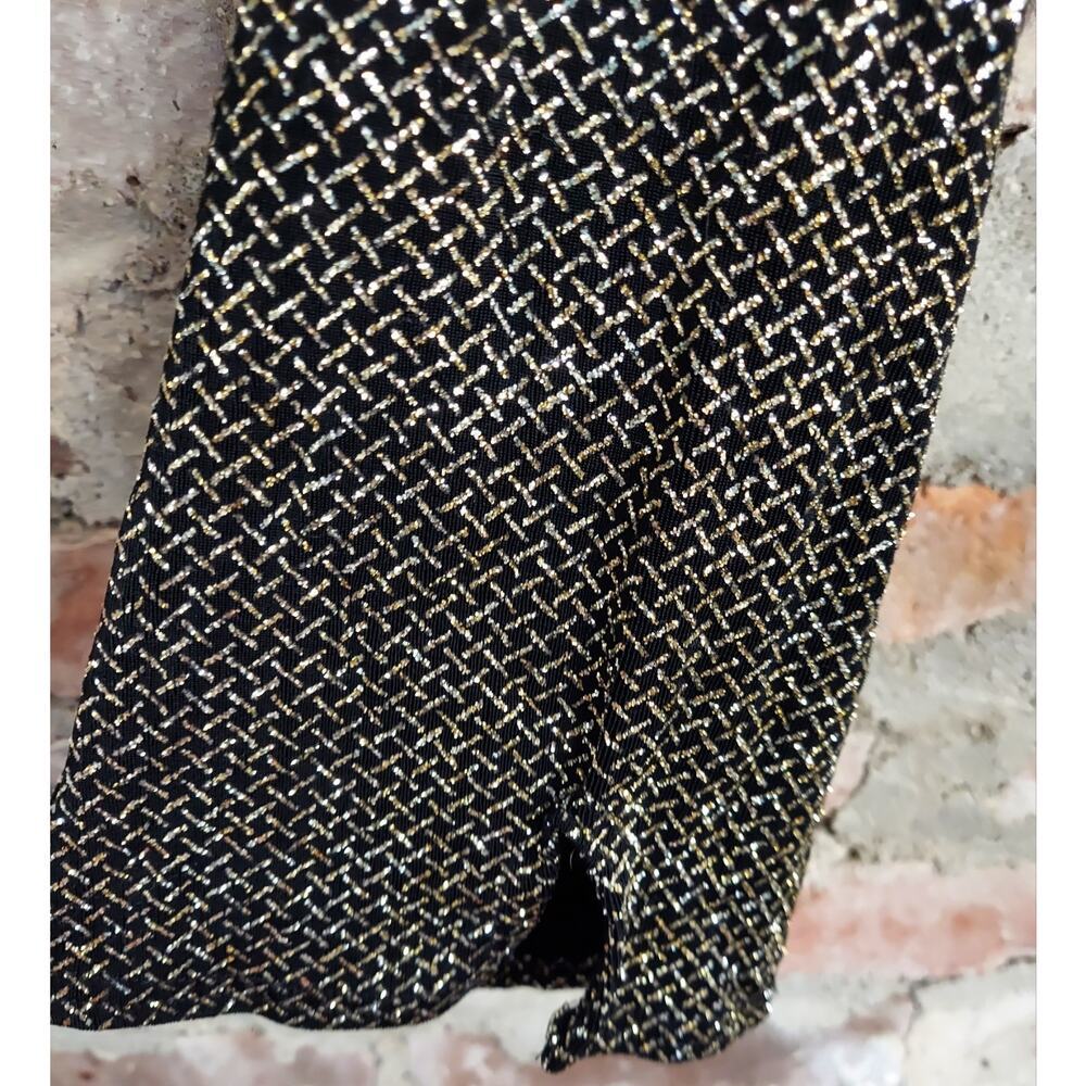 J.B.S. Metallic Black & Gold Wrap-Front Women's Top - Picture 4 of 5